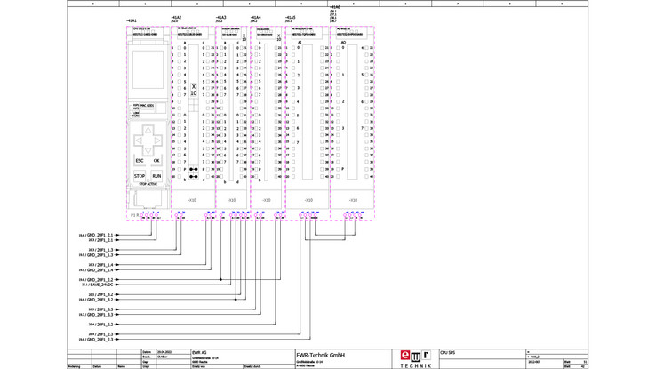 EPLAN design of a PLC for a lifting system using EPLAN macro technology. 